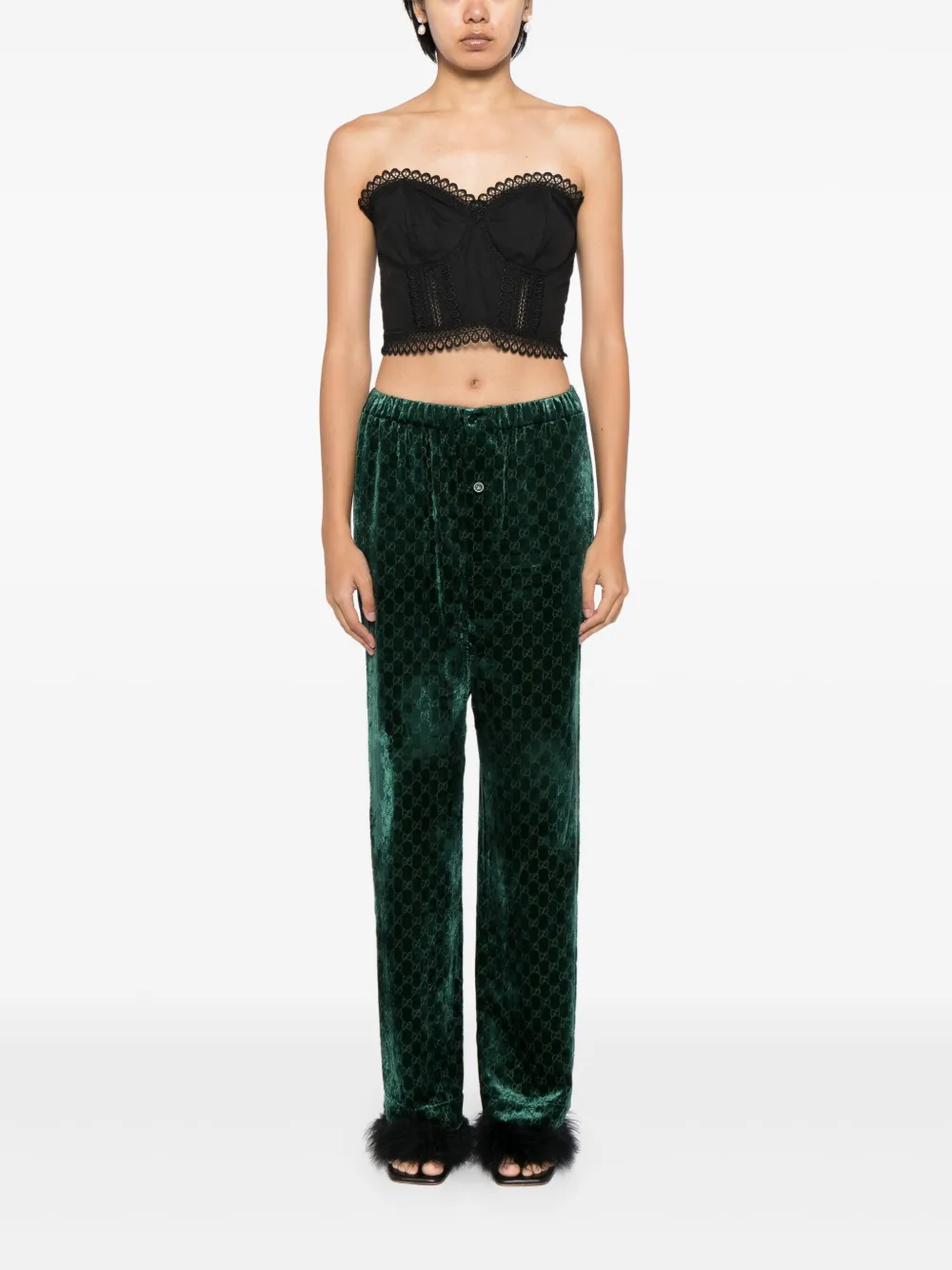 Gucci Fluwelen broek - Groen