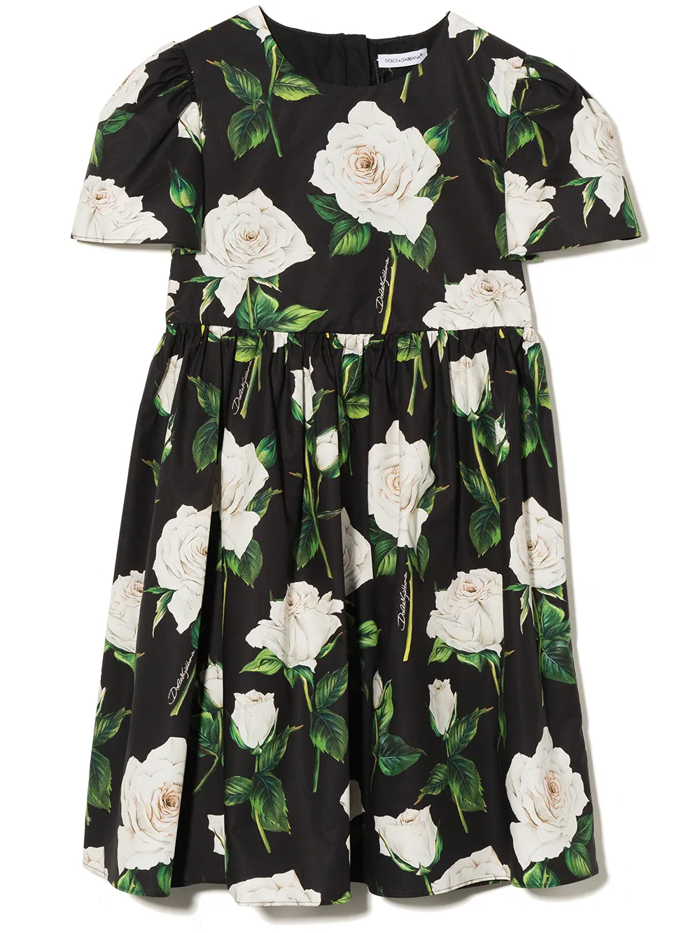 

Dolce & Gabbana Kids floral-print short-sleeve dress - Black