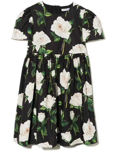 Dolce & Gabbana Kids فستان بأكمام قصيرة وطبعة زهور