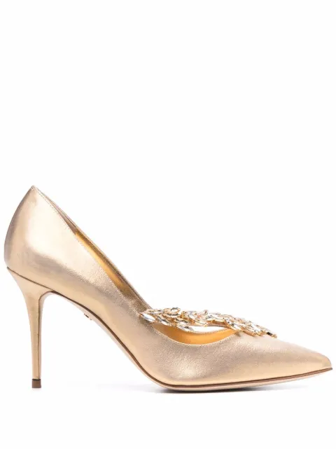 manolo blahnik 金属感尖头高跟鞋