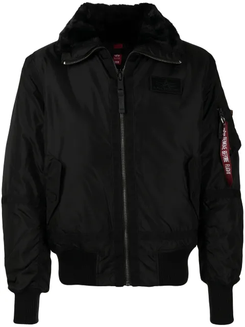 Alpha Industries logo-patch zip-up jacket