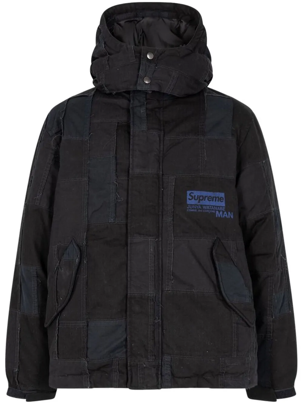 Supreme X Junya Watanabe Patchwork Puffy Jacket In Black