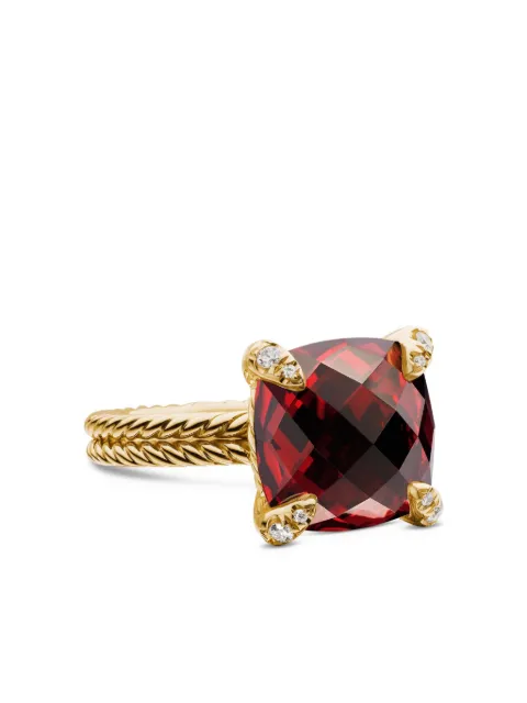 David Yurman 18kt yellow gold Chatelaine garnet and diamond ring (11mm)