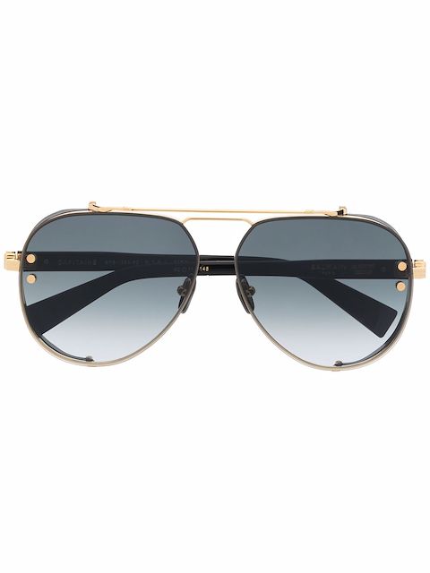 Balmain Eyewear logo-engraved pilot-frame sunglasses 