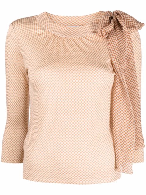 Christian Dior 2010s bow detailing polka dot blouse Women