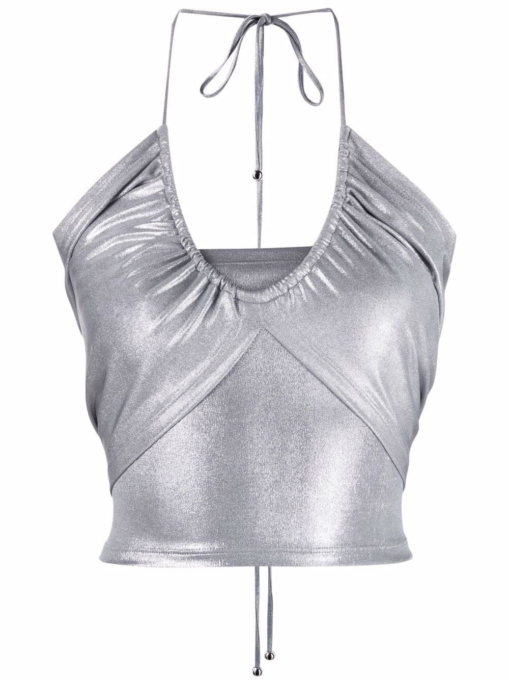 

PINKO metallic-finish halterneck top - Grey