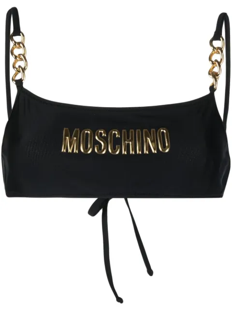 Moschino top de bikini tipo bandeau con placa del logo