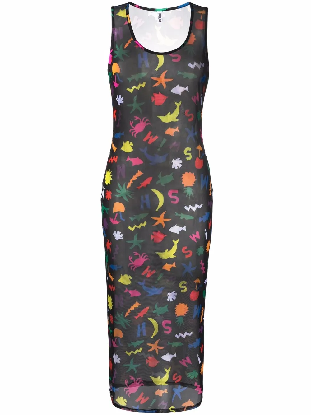 

Moschino vestido de playa con estampado de símbolos - Negro
