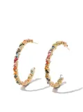 Suzanne Kalan 18kt yellow gold sapphire hoop earrings