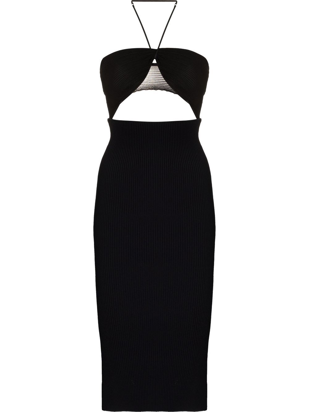 

Nensi Dojaka vestido tejido midi con cuello halter - Negro