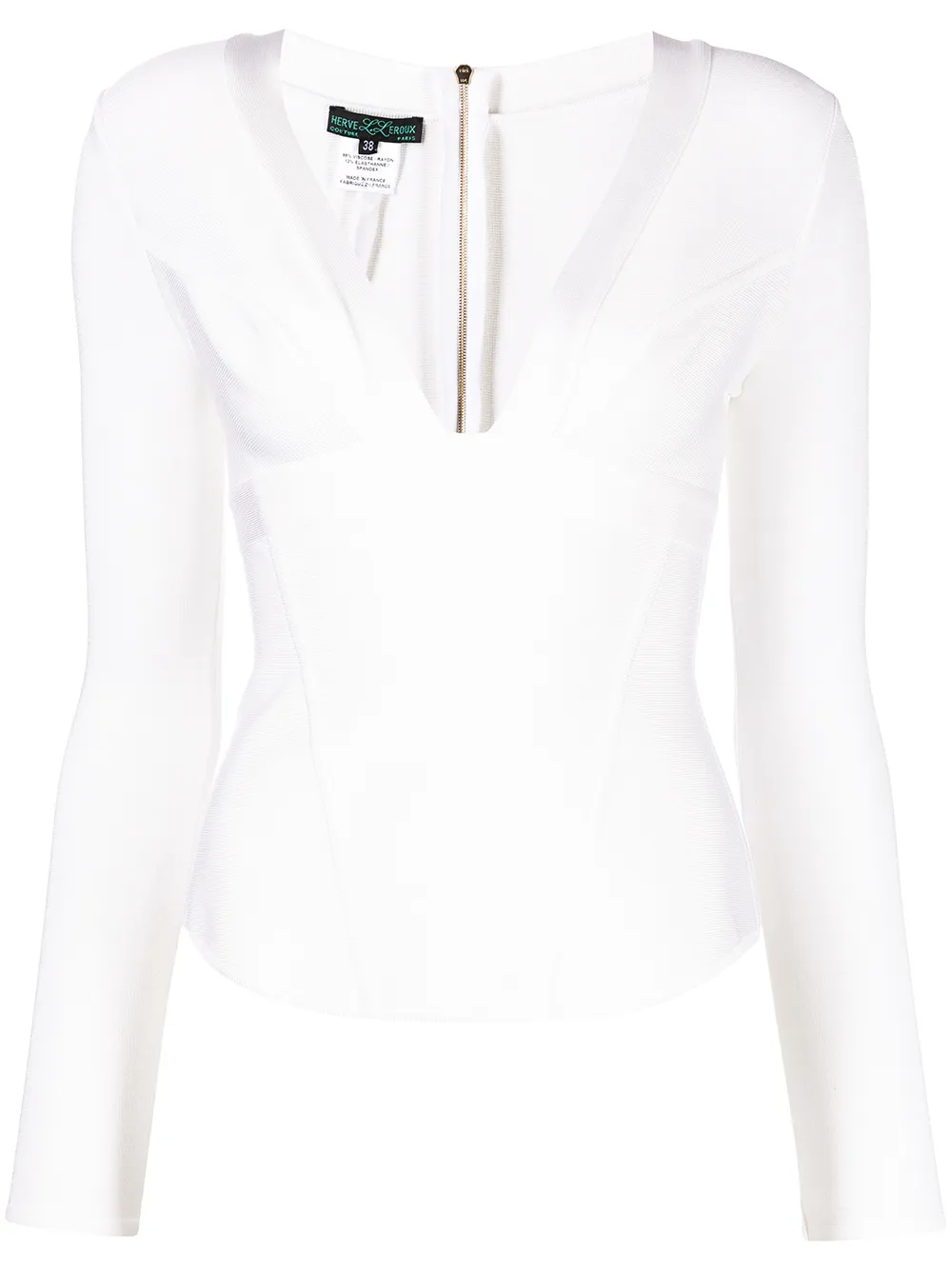 

Herve L. Leroux sweetheat-neck bonded top - White