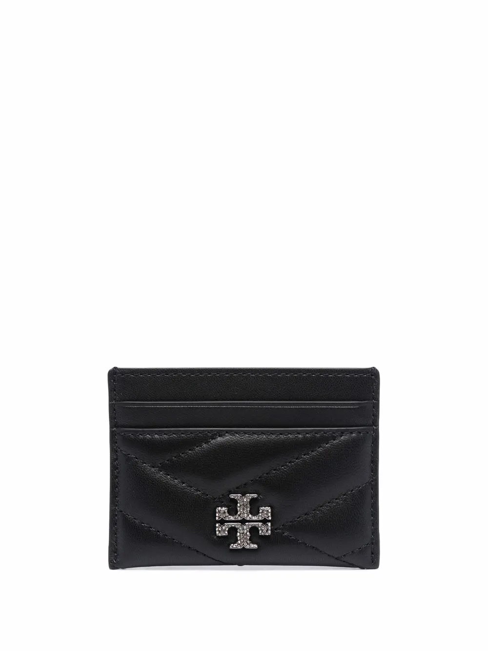 

Tory Burch tarjetero capitonado con logo - Negro