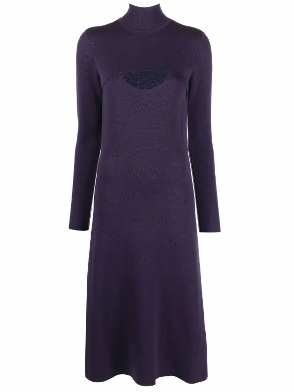 Ferragamo Lamé Wool Midi Dress in Purple