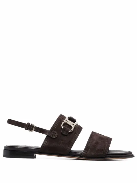 Ferragamo Gancini-plaque suede sandals
