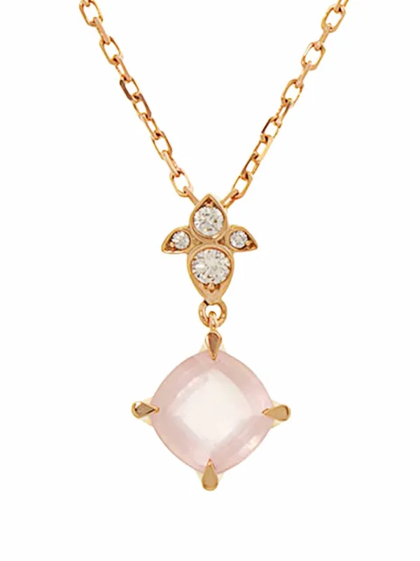 Cartier pre owned 18kt Yellow Gold Quartz Diamond Pendant Necklace