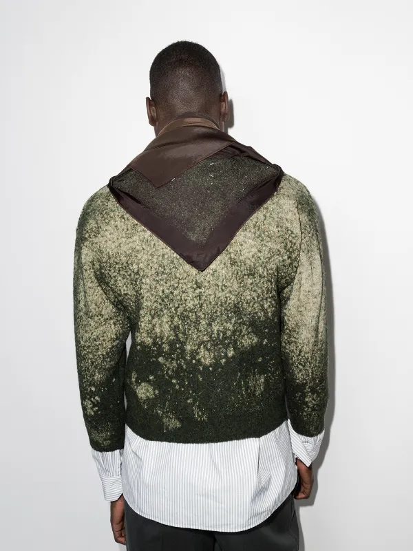 Maison Margiela scarf-detail Bleached Jumper | Green | FARFETCH