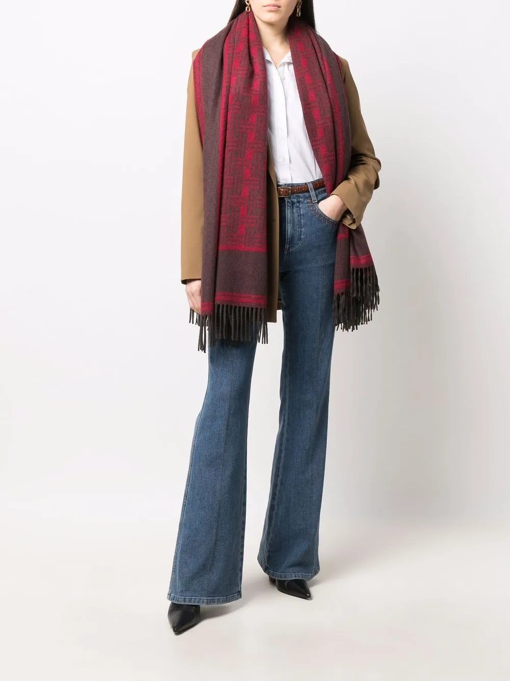ETRO HOME Sjaal met geometrisch patroon - Rood