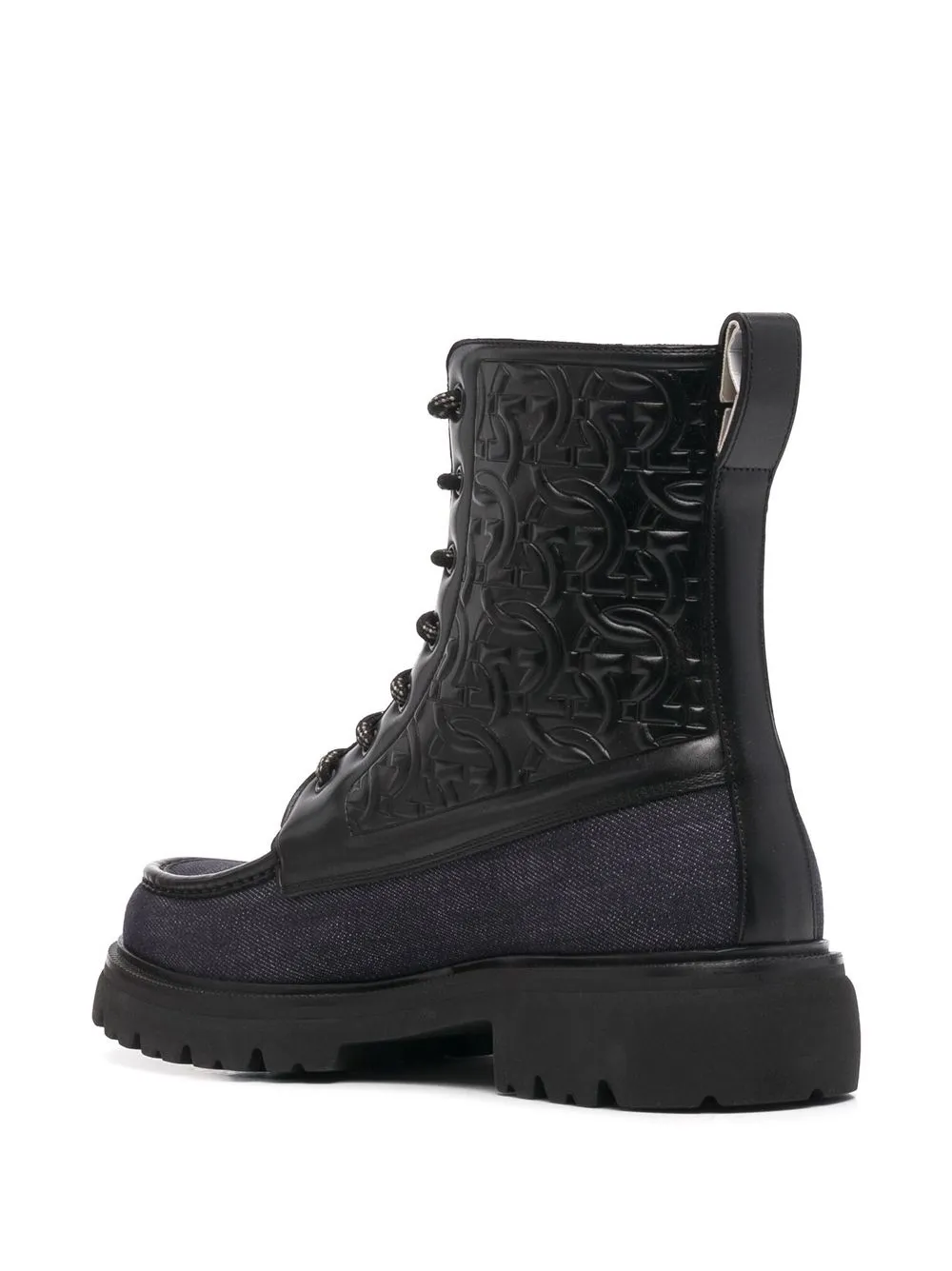 Ferragamo Gancini combat boots Black