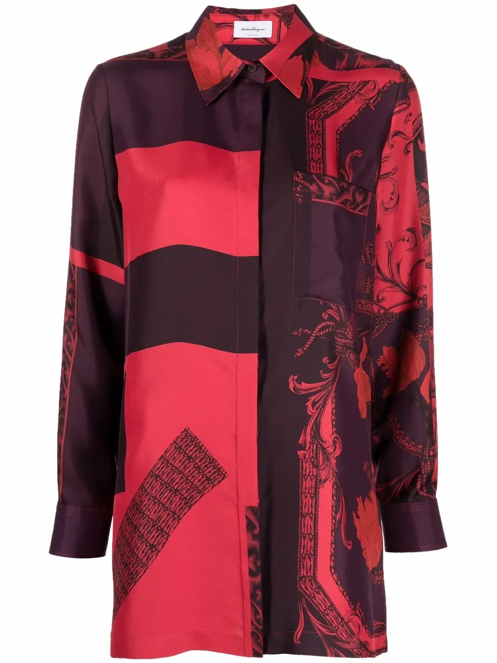 

Salvatore Ferragamo camisa de seda con estampado barroco - Rojo