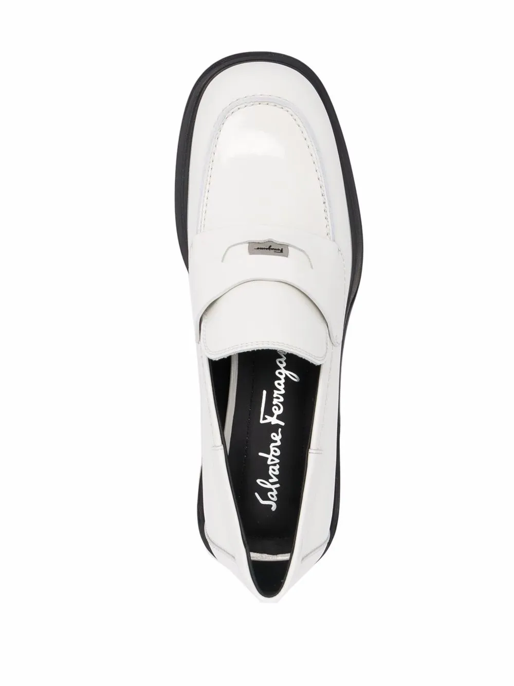 Ferragamo Nyx 30 patent leather loafers White
