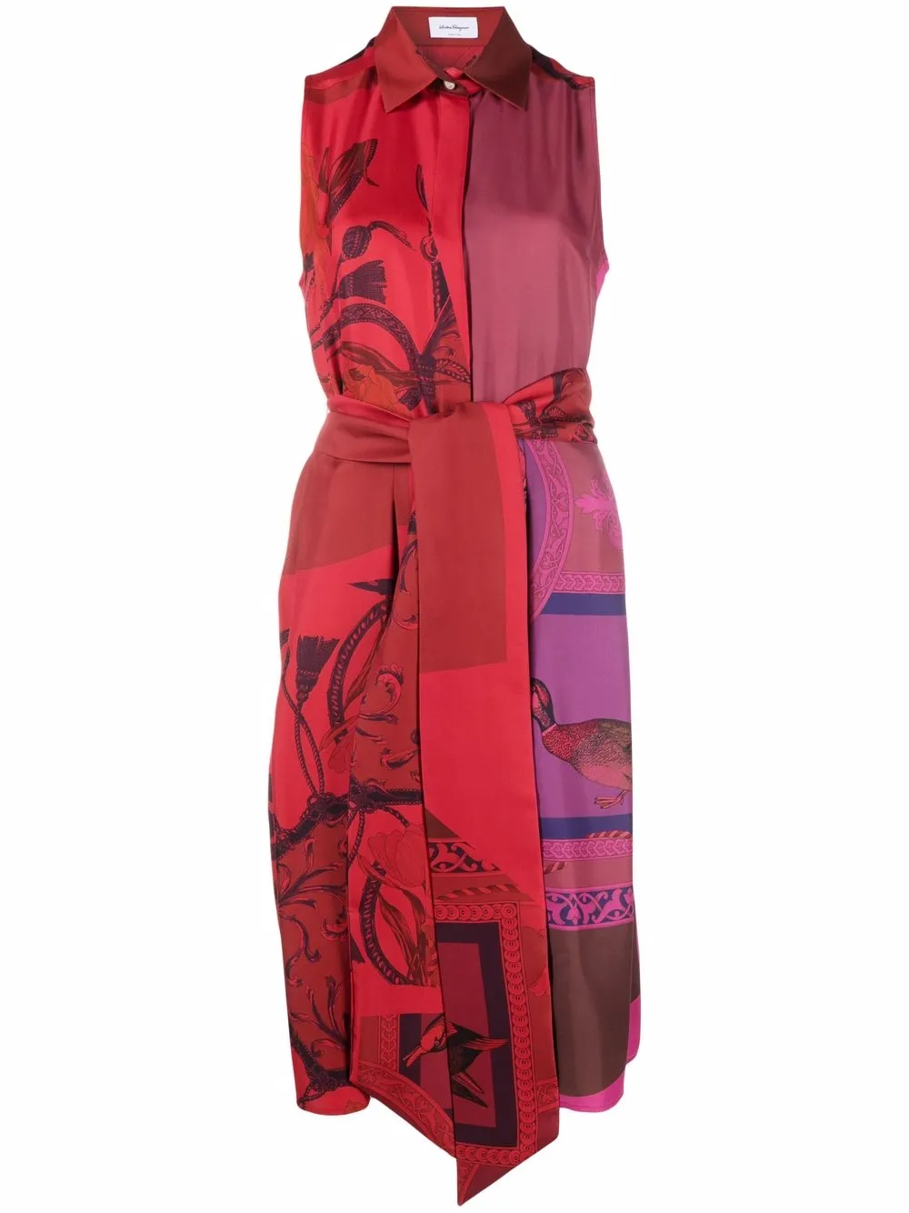 

Ferragamo heritage-print sleeveless shirt dress - Red