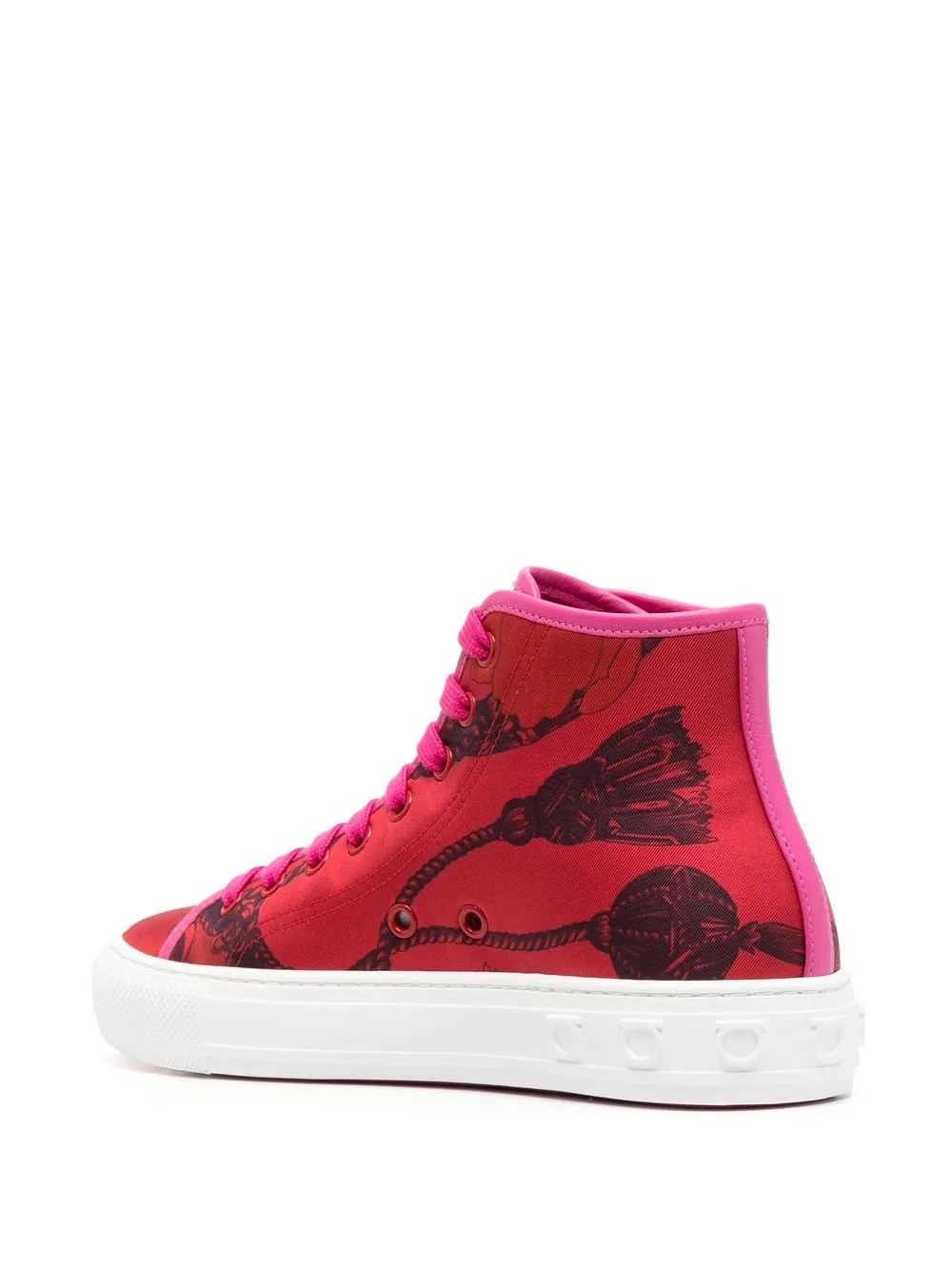 Ferragamo scarf-print high-top trainers Red