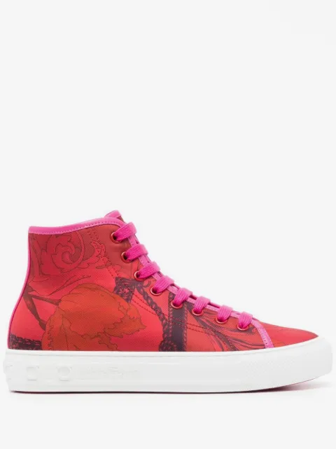 print-detail lace-up sneakers