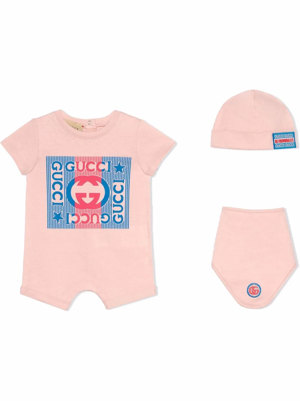 

Gucci Kids set de mameluco con logo estampado - Rosado