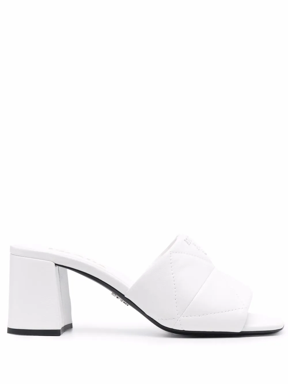 

Prada 65mm logo-detail quilted leather mules - White