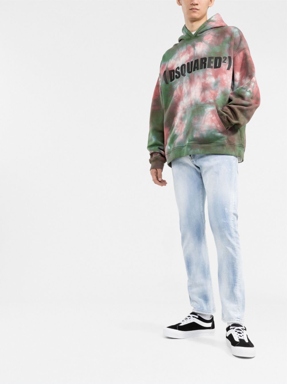 Cheap DSQUARED2 tie-dye logo-print hoodie Men