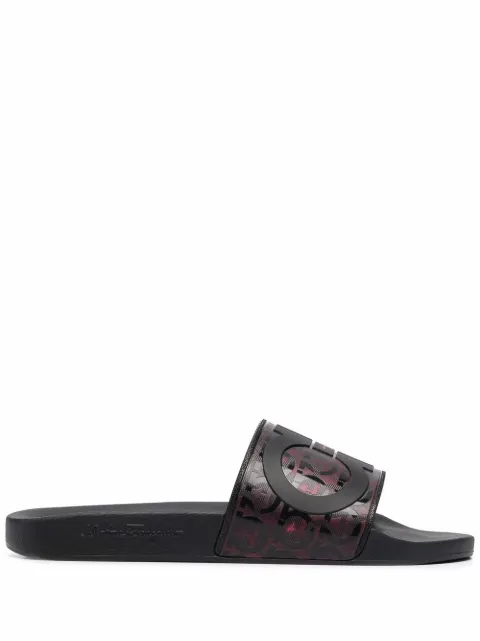 Ferragamo Groove logo-embossed sliders