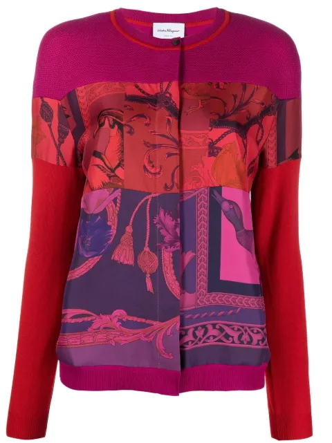 Ferragamo heritage-print panelled cardigan