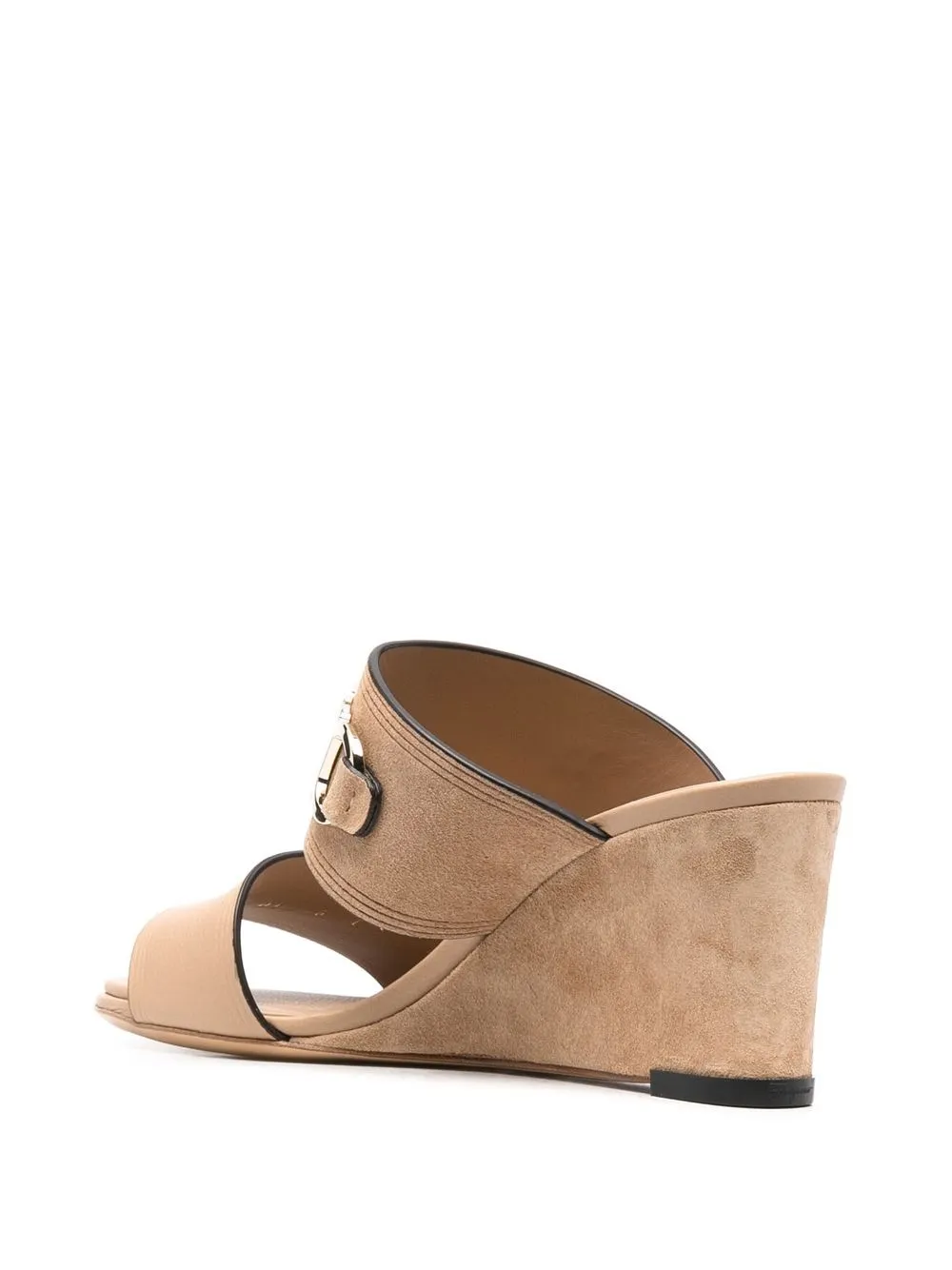 Ferragamo Chaim 75mm suede wedge mules Neutrals