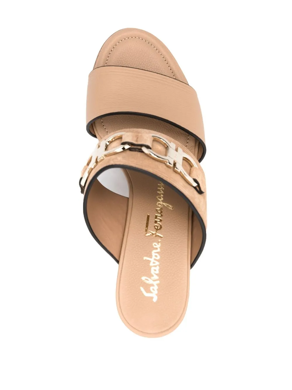 Ferragamo Chaim 75mm suede wedge mules Neutrals