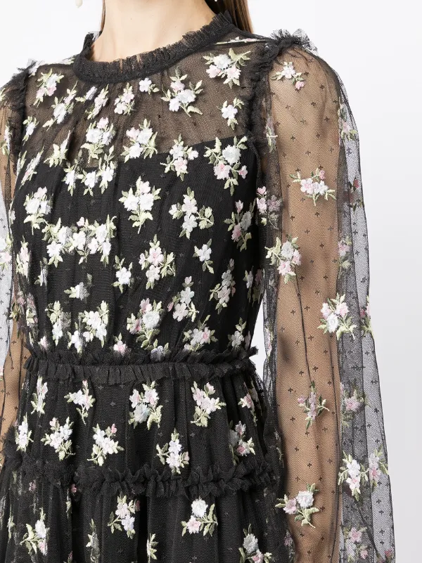 embroidered recycled polyester tulle dress
