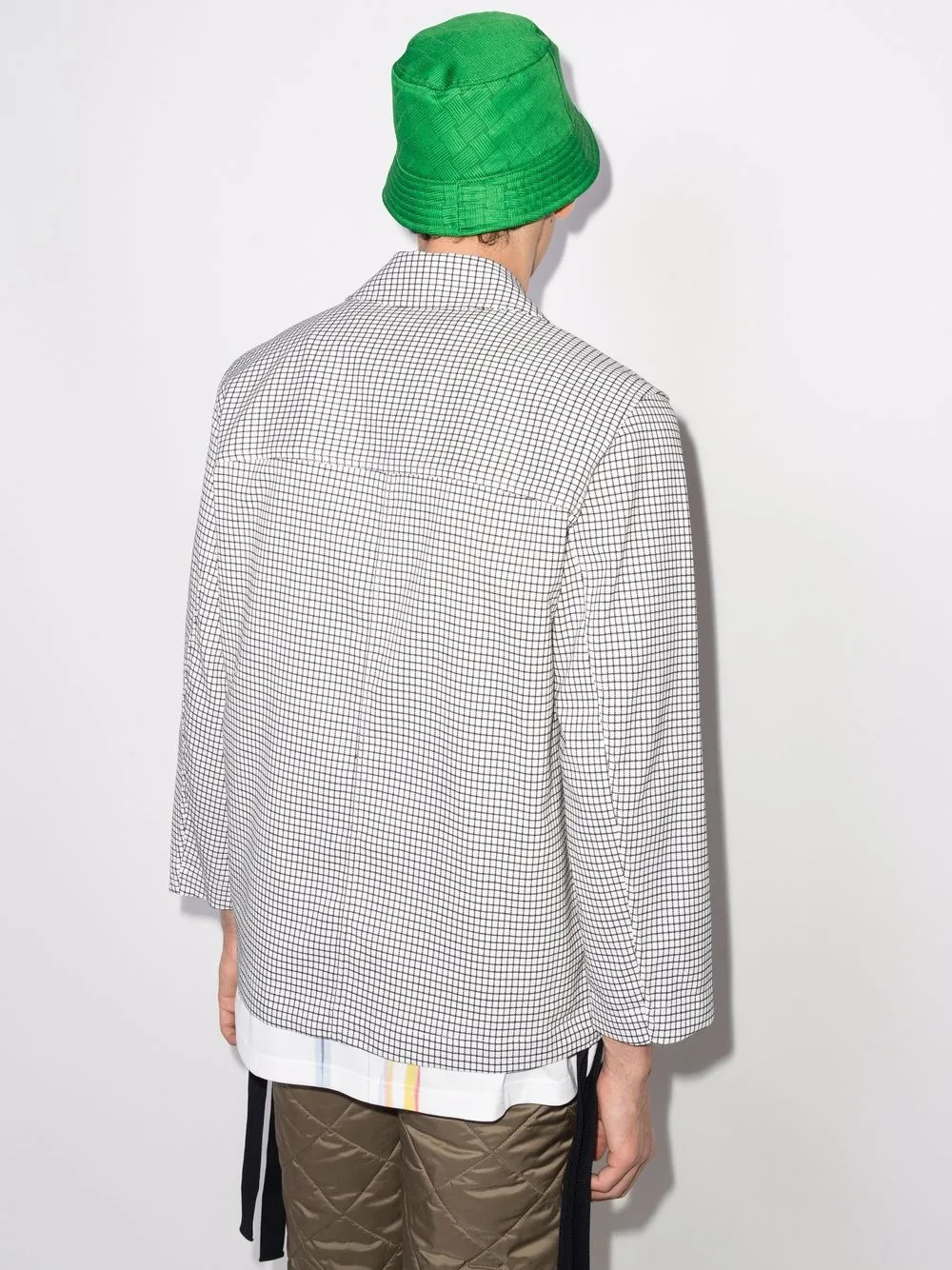 Song For The Mute brooch-detail Gingham Shirt Jacket - Farfetch