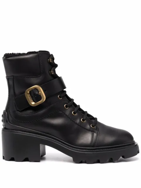 Tod's بوت كاحل جلد ببطانة فرو 