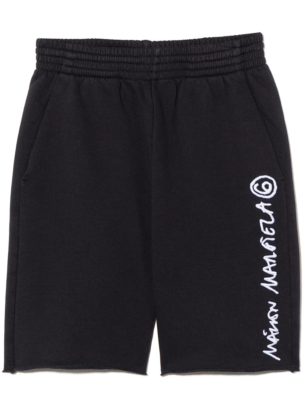 mm6 maison margiela kids short de sport en coton à logo brodé - noir