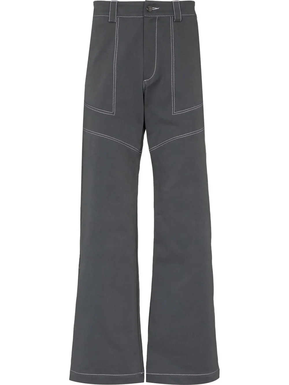 

Paria Farzaneh contrast-stitch straight-leg trousers - Grey