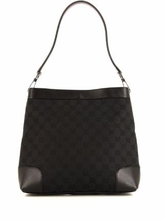 Vintage Gucci GG Canvas Leather Black Tote Bag Shoulder Bag 