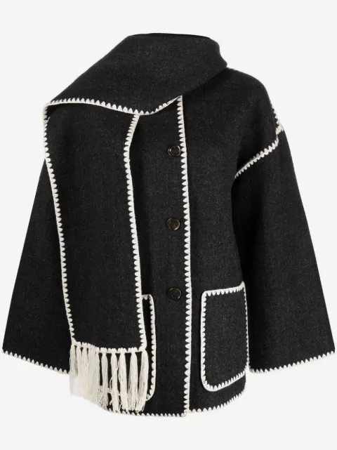 TOTEME embroidered scarf jacket dark grey mélange