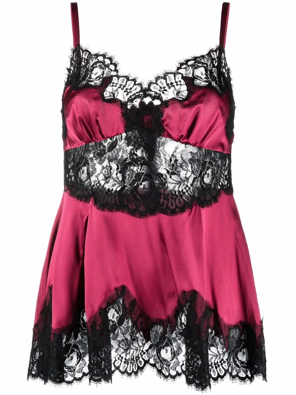 

Dolce & Gabbana top estilo camisón con ribete de encaje - Rojo