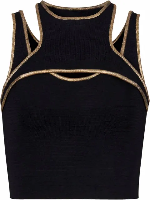 Balmain top tejido con ribete en contraste