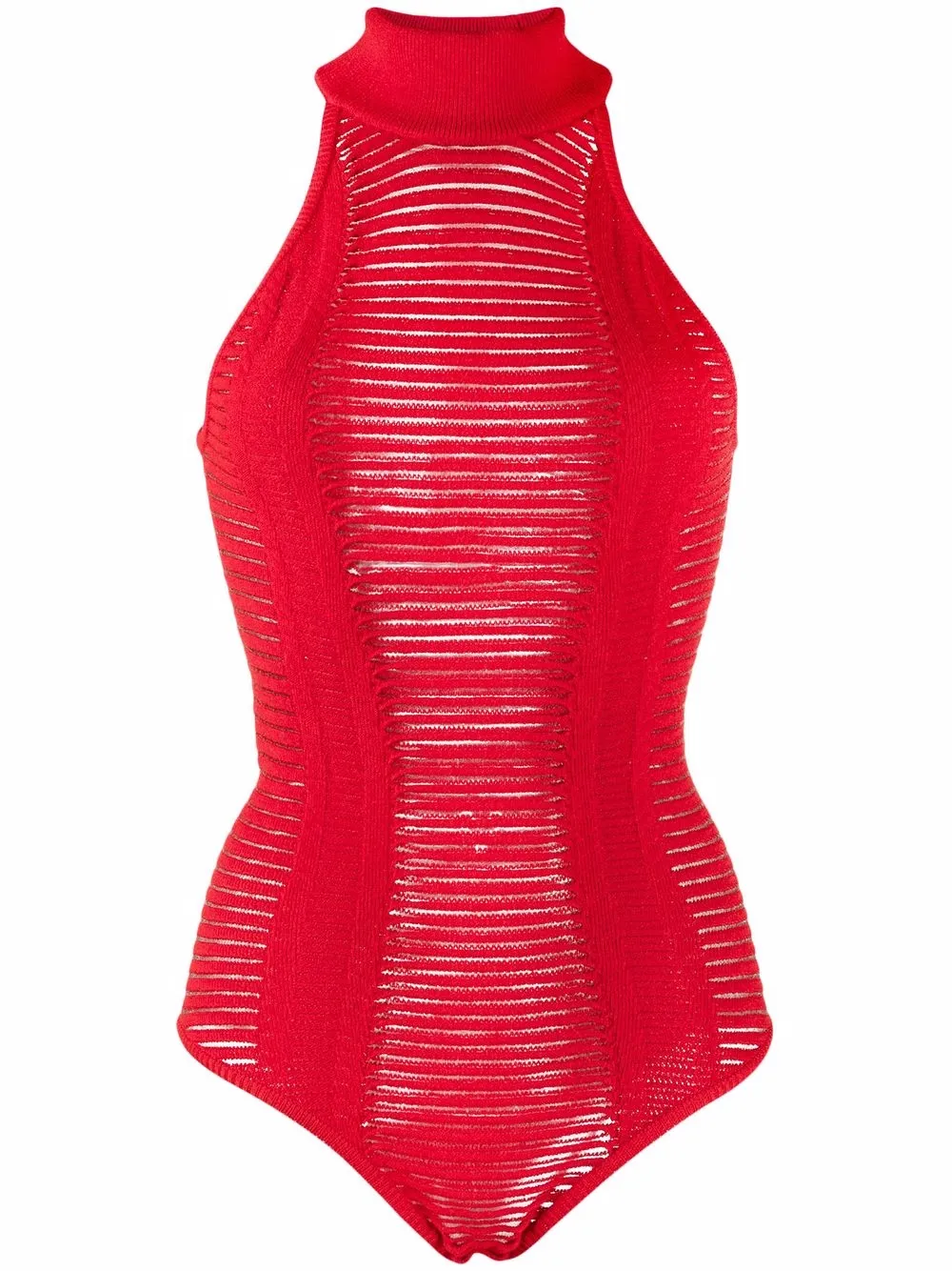 

Balmain sheer-panel sleeveless bodysuit - Red