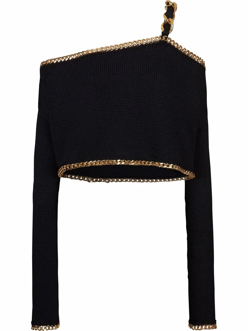 

Balmain top corto con ribete de cadena - Negro