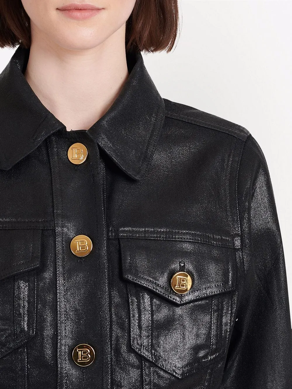 фото Balmain укороченная джинсовая куртка