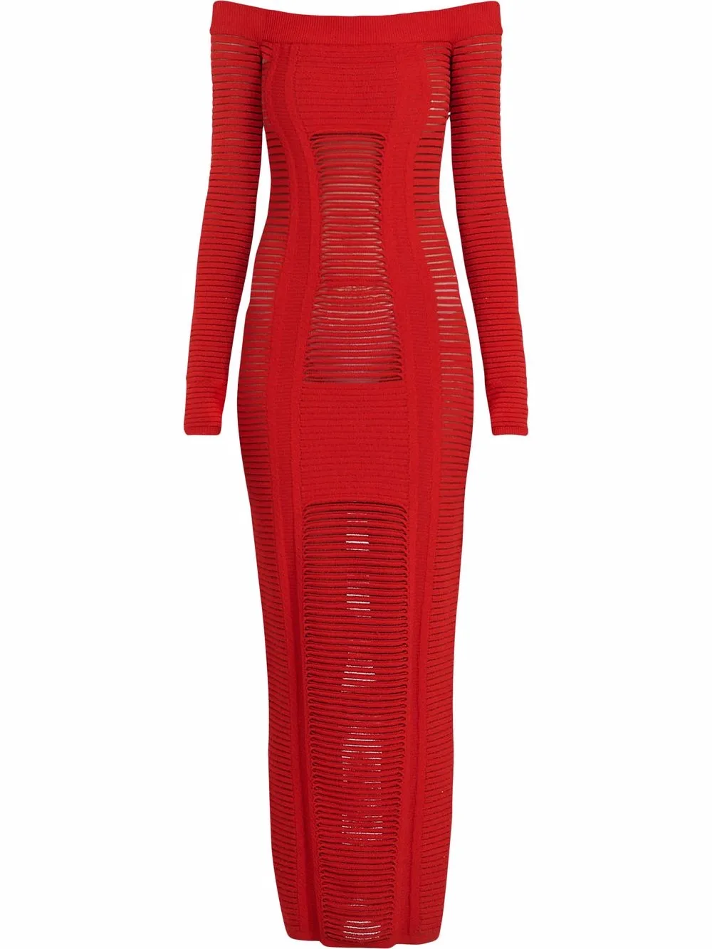 

Balmain vestido tejido con paneles traslúcidos - Rojo