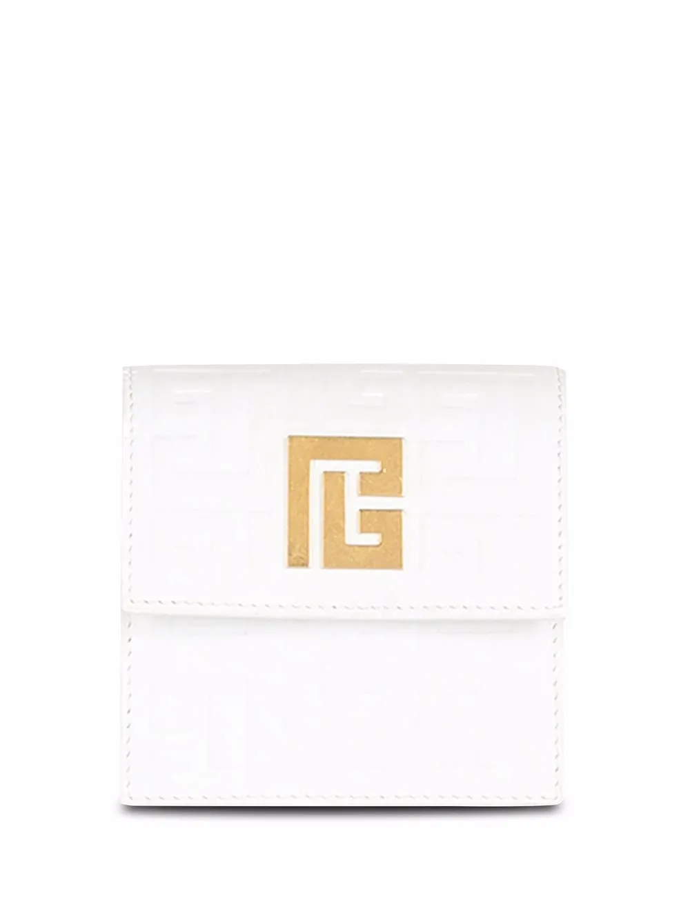 

Balmain debossed monogram chain cardholder - White