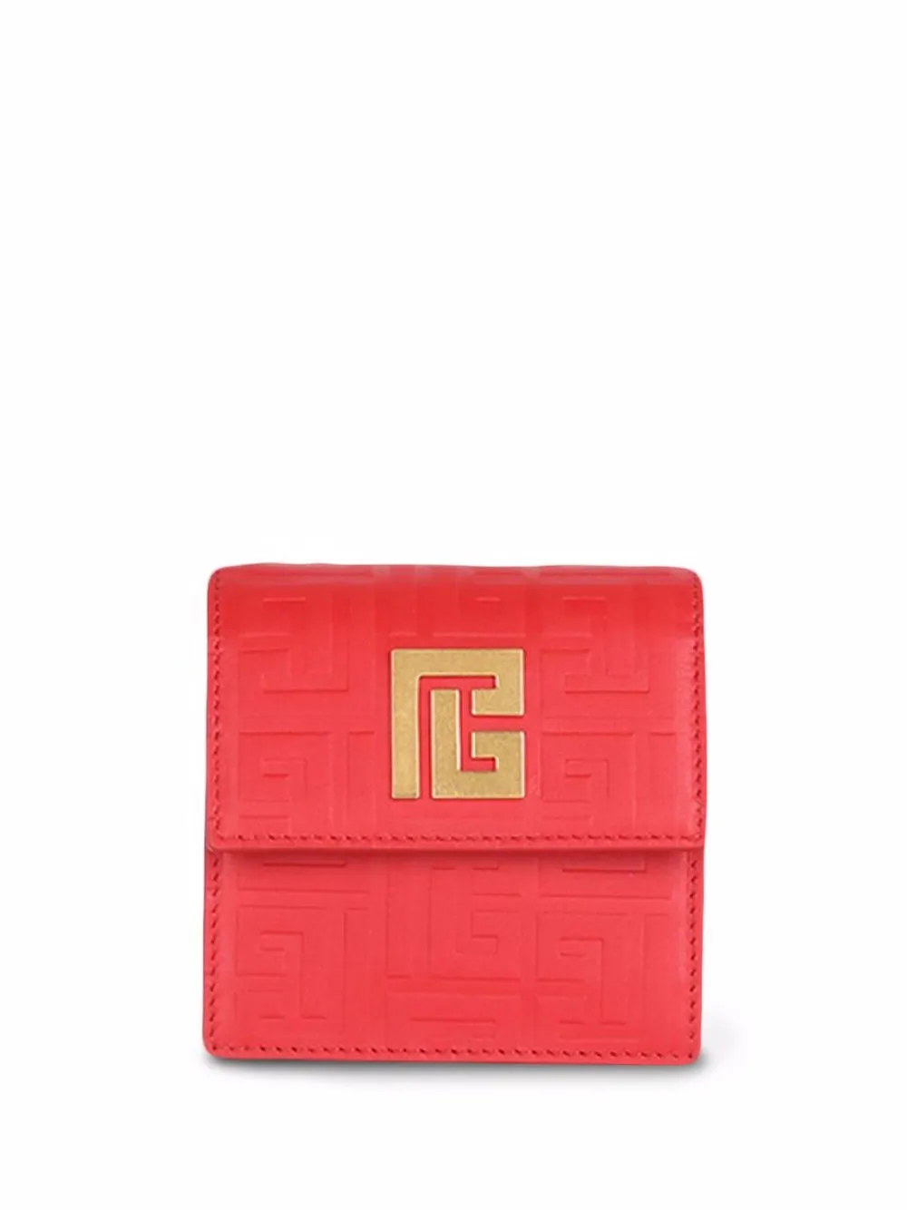 

Balmain debossed monogram chain cardholder - Red