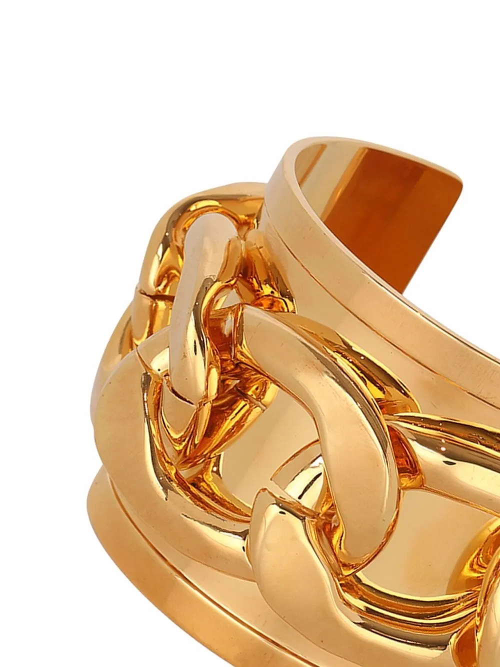 BALMAIN Gold Tone Chunky Statement Cuff Bangle Bracelet - Signed, Gold, No Clasp (Minor Inside Stains)
